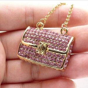 Gold-Tone Pink Crystal Mini Bag